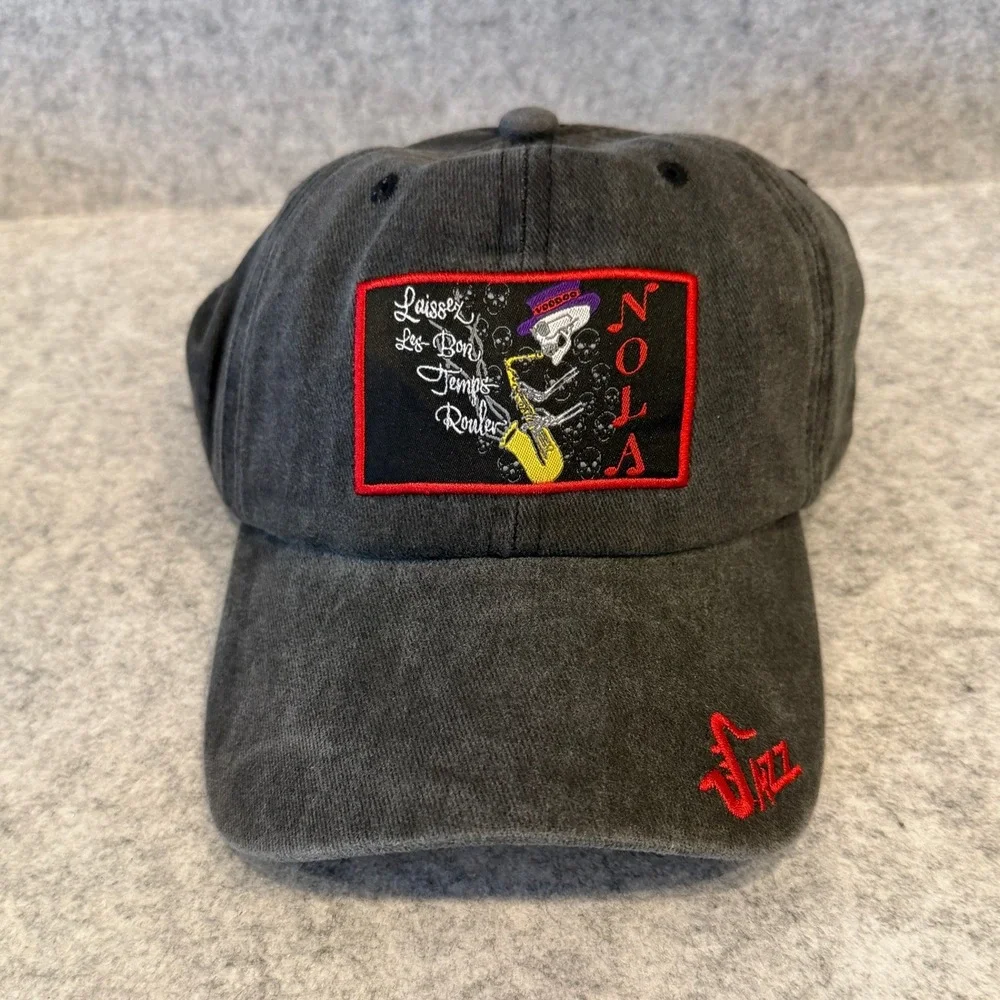 Black/Gray faded wash NOLA Jazz adjustable baseball cap - Adult size